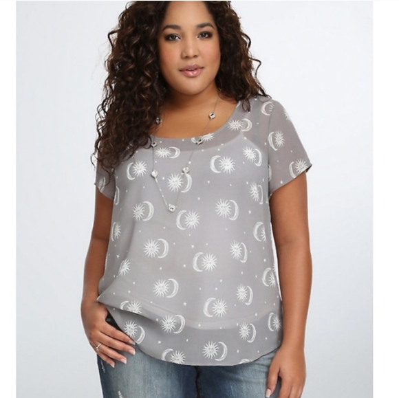 Torrid 4x Sun and Moon Chiffon Blouse - Picture 1 of 4